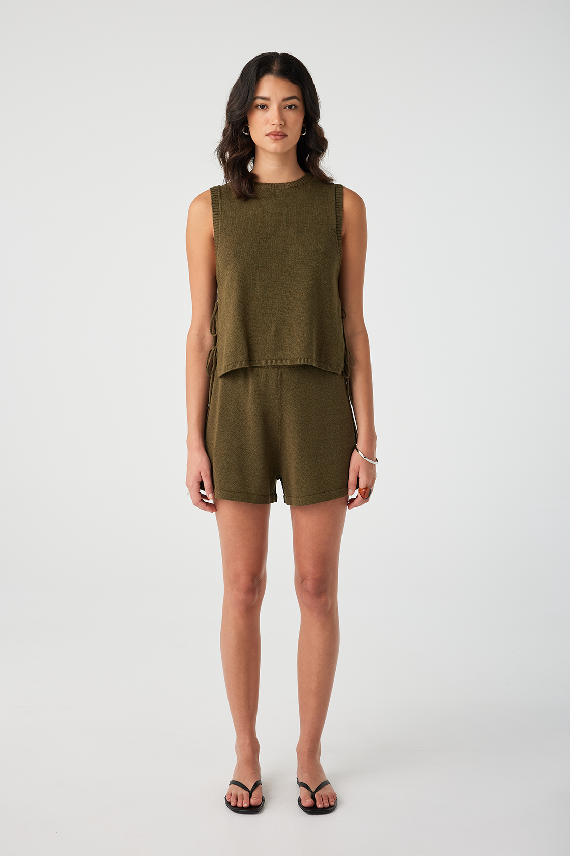 Poppy Cotton Linen Tank - Olive