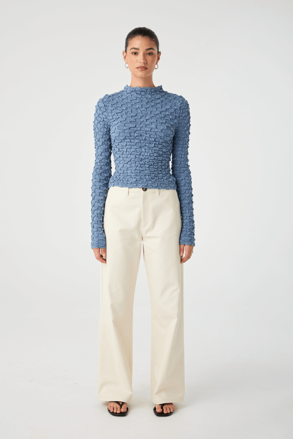 Suvi High Neck Top - Denim Blue