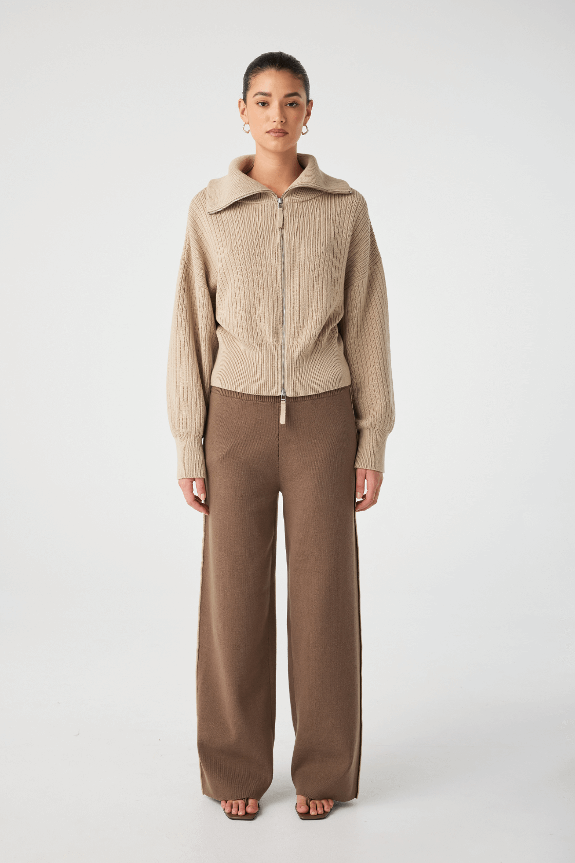 Quincy Zip Sweater - Taupe