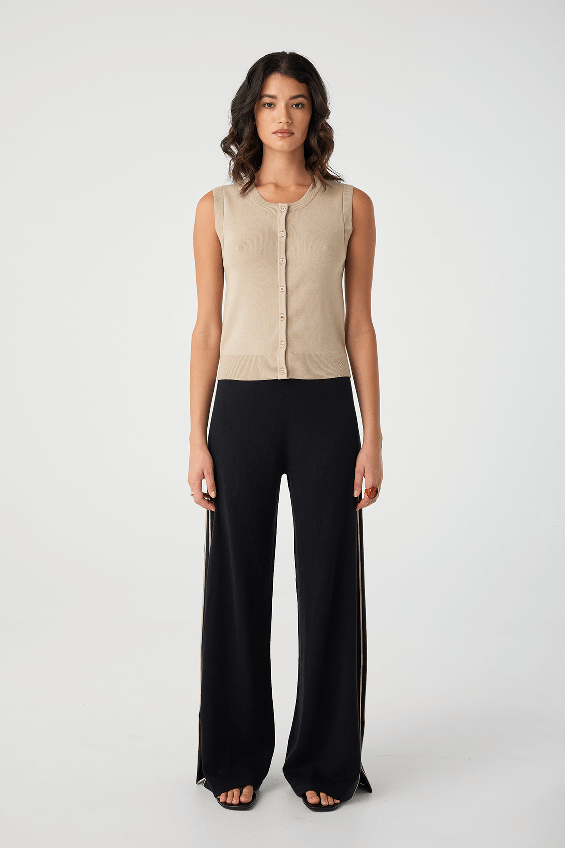 Finley Button Up Vest - Taupe