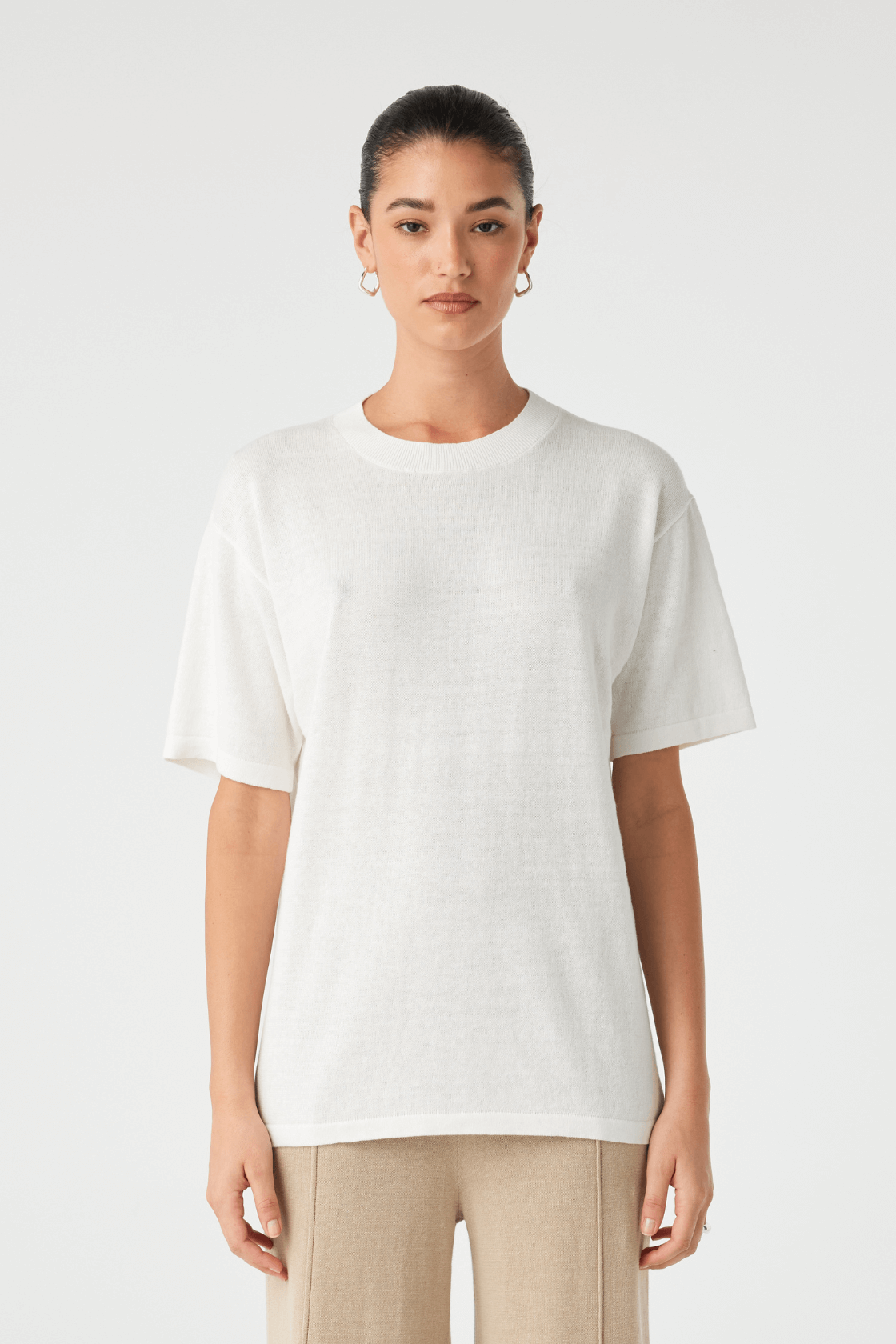 Ada Organic Cotton Linen T-Shirt - Cream