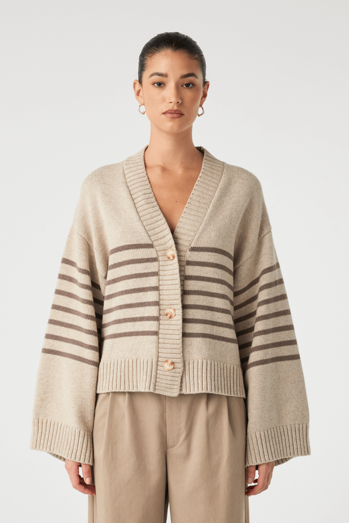 Aiko Cardigan - Sand Marle & Cacao