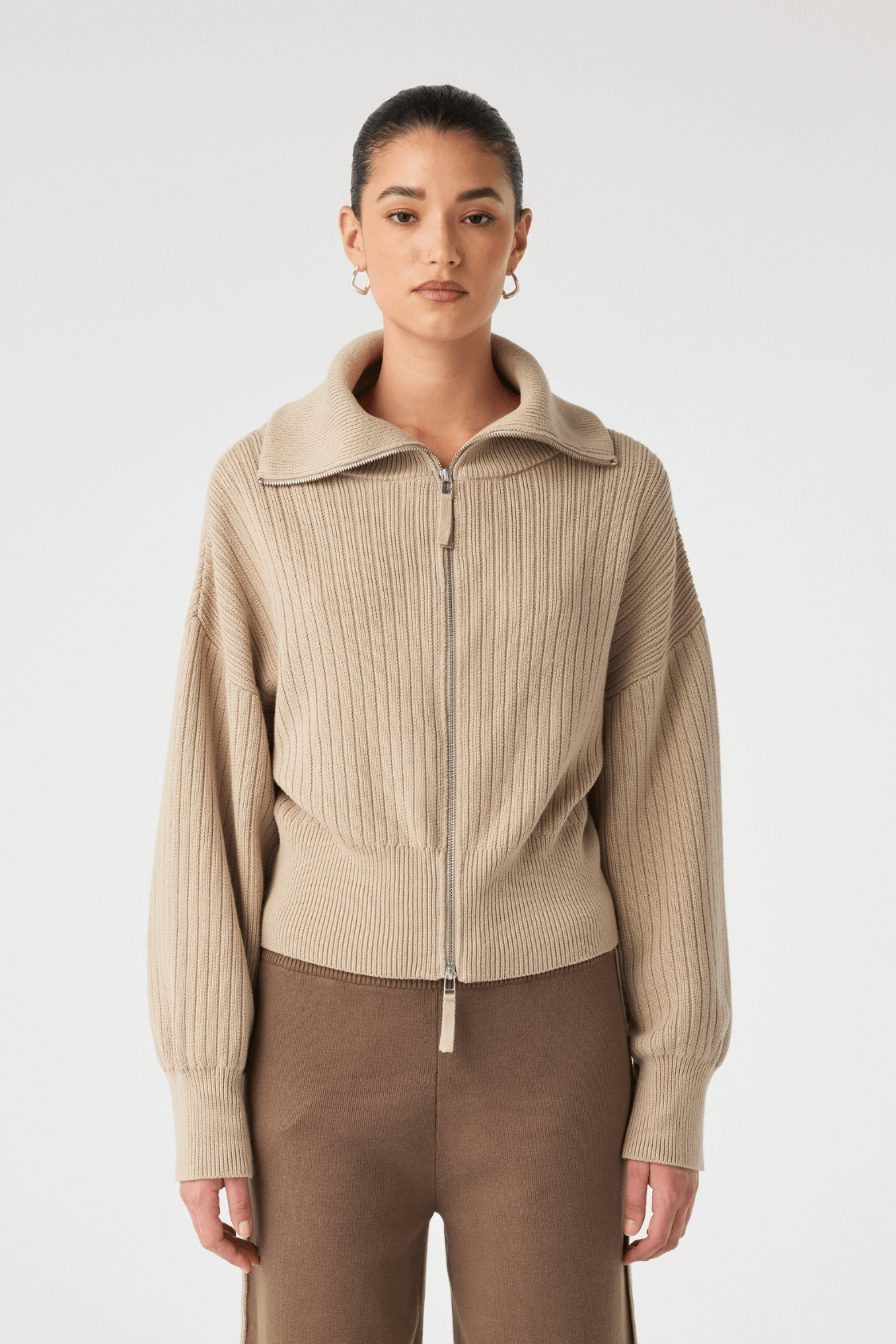 Quincy Zip Sweater - Taupe