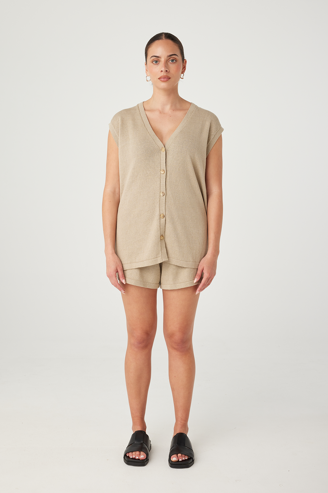 Poppy Organic Cotton Linen Short - Taupe