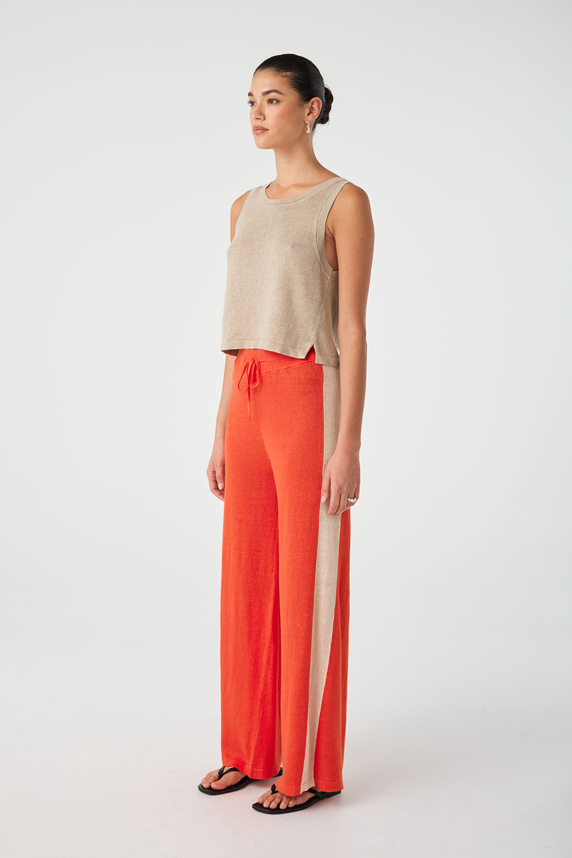 Larri Linen Knit Pant - Hibiscus & Sand
