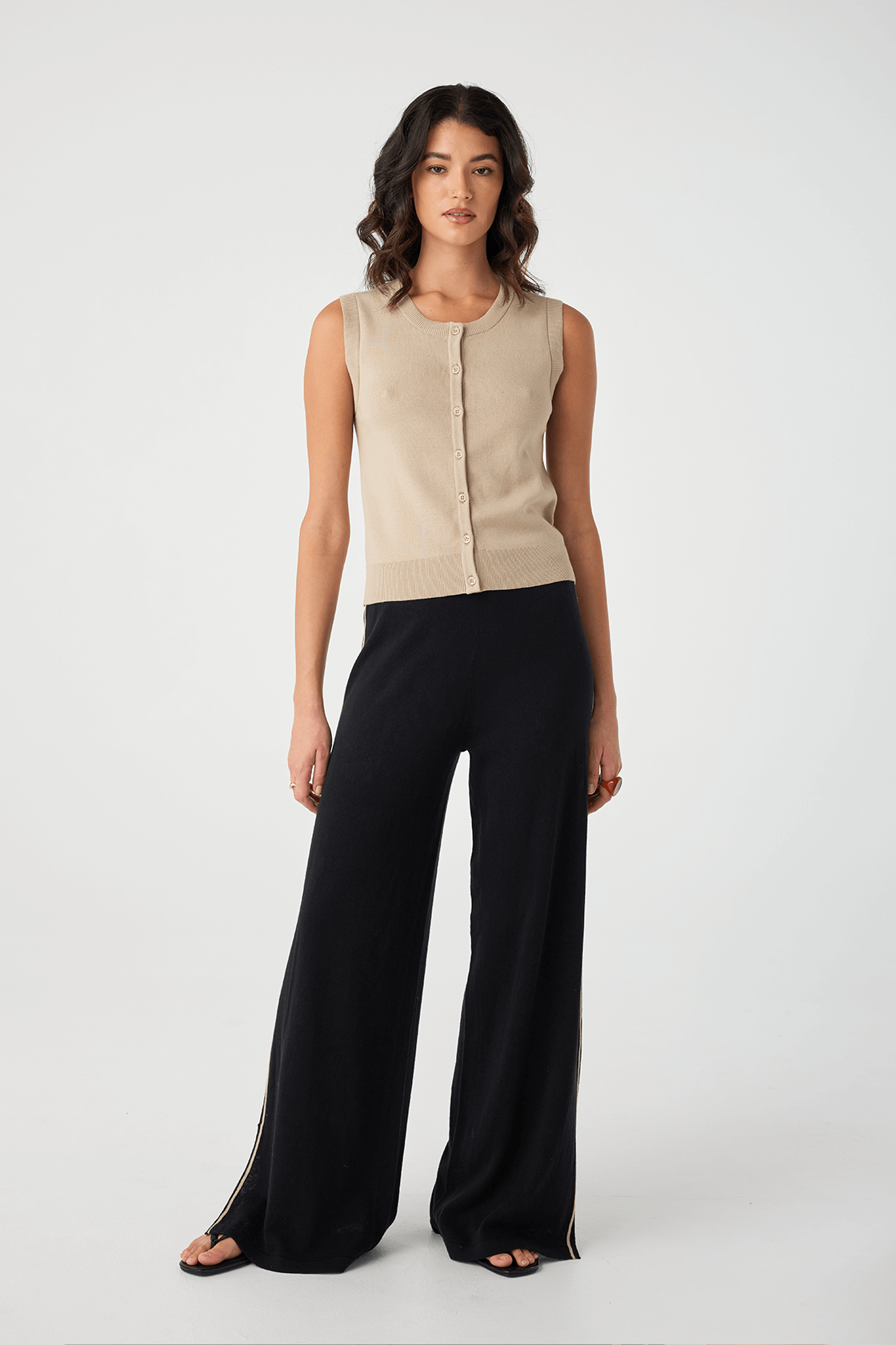 Finley Button Up Vest - Taupe