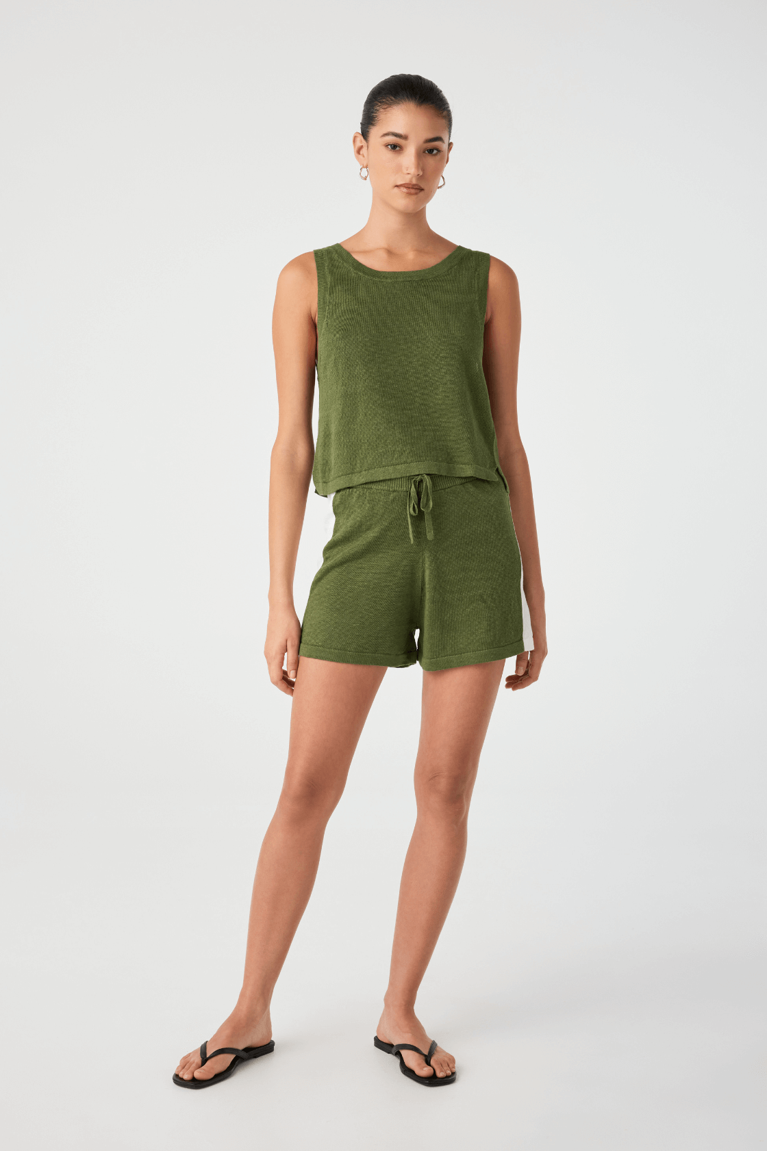 Larri Linen Short - Caper & Cream