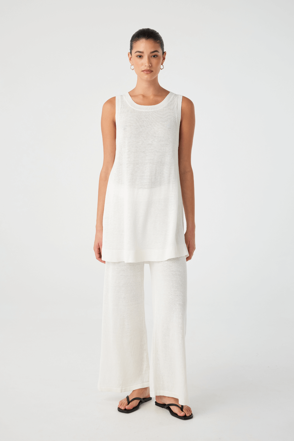 Brie Linen Knit Mini Dress - Cream