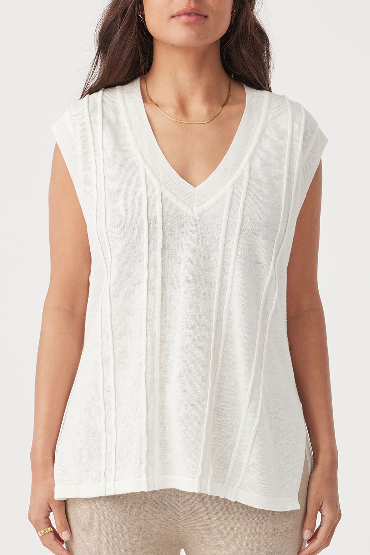 Darcy Linen Knit Vest - Cream