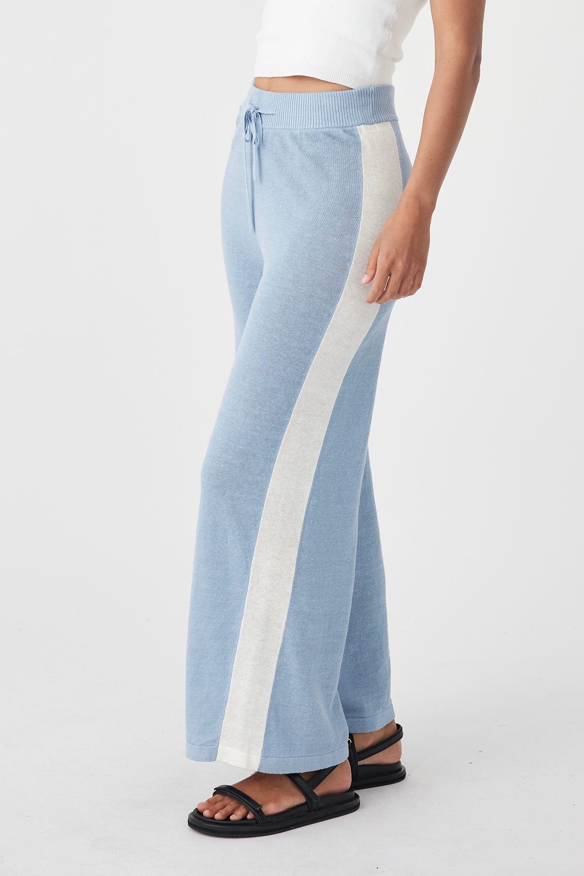 Larri Organic Linen Pant - Sky & Cream