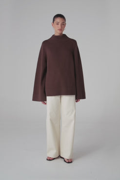 Ida Funnel Neck Sweater - Espresso Ecom vid