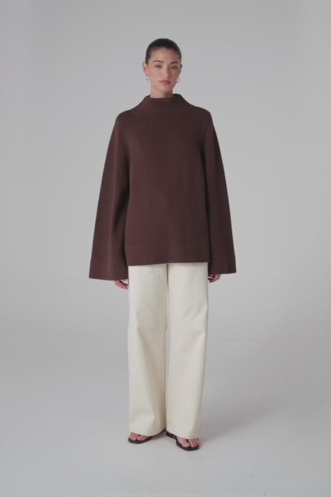Ida Funnel Neck Sweater - Espresso Ecom vid