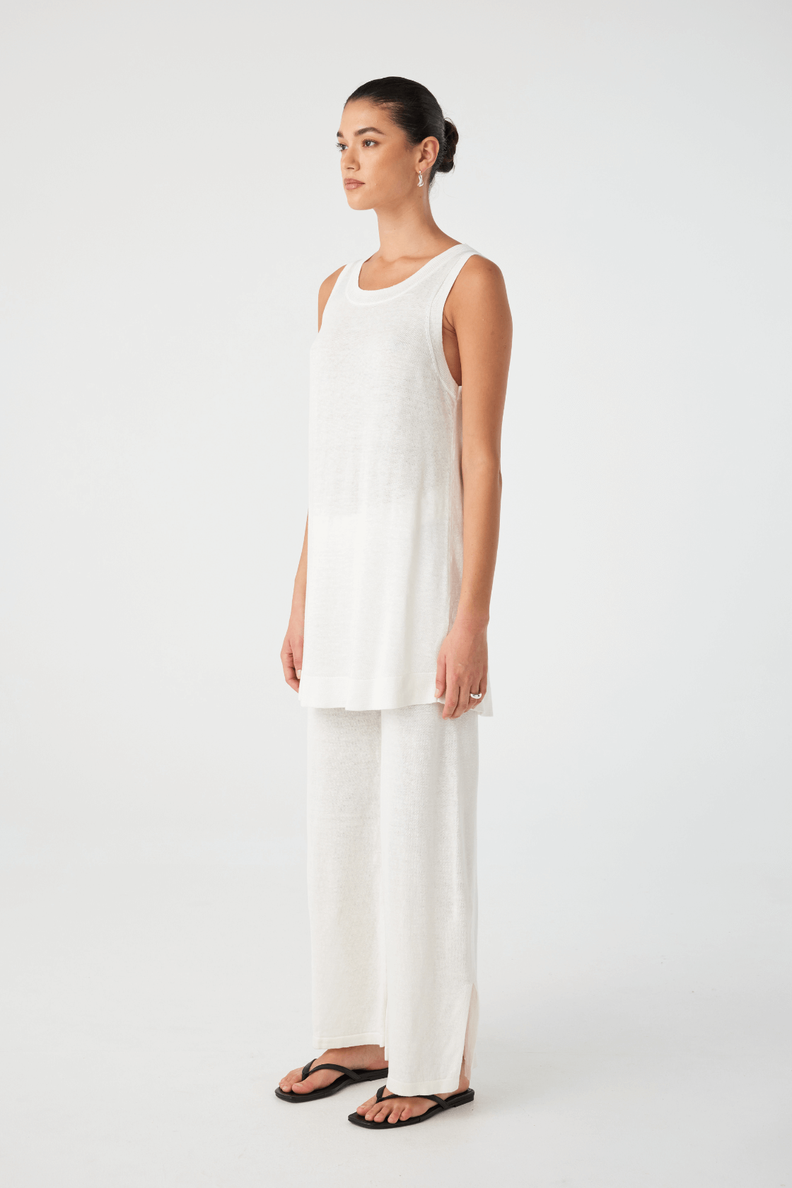 Brie Linen Knit Mini Dress - Cream