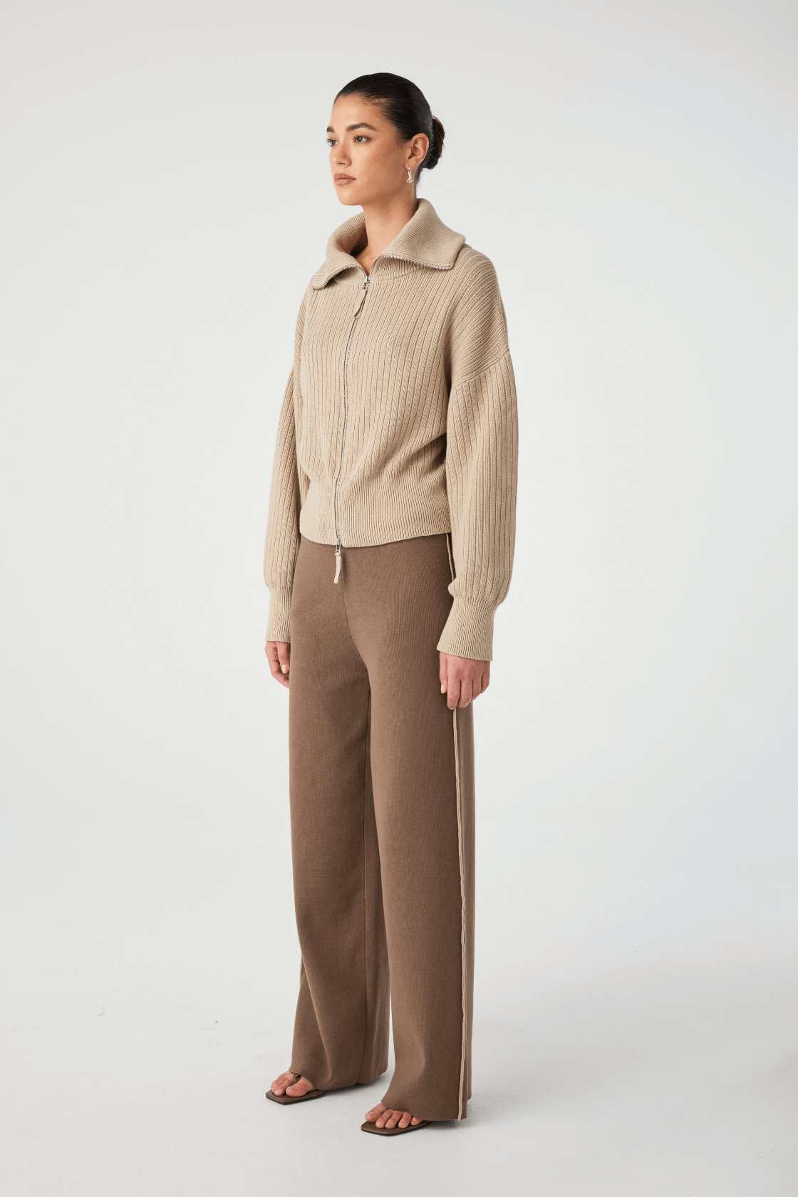Quincy Zip Sweater - Taupe