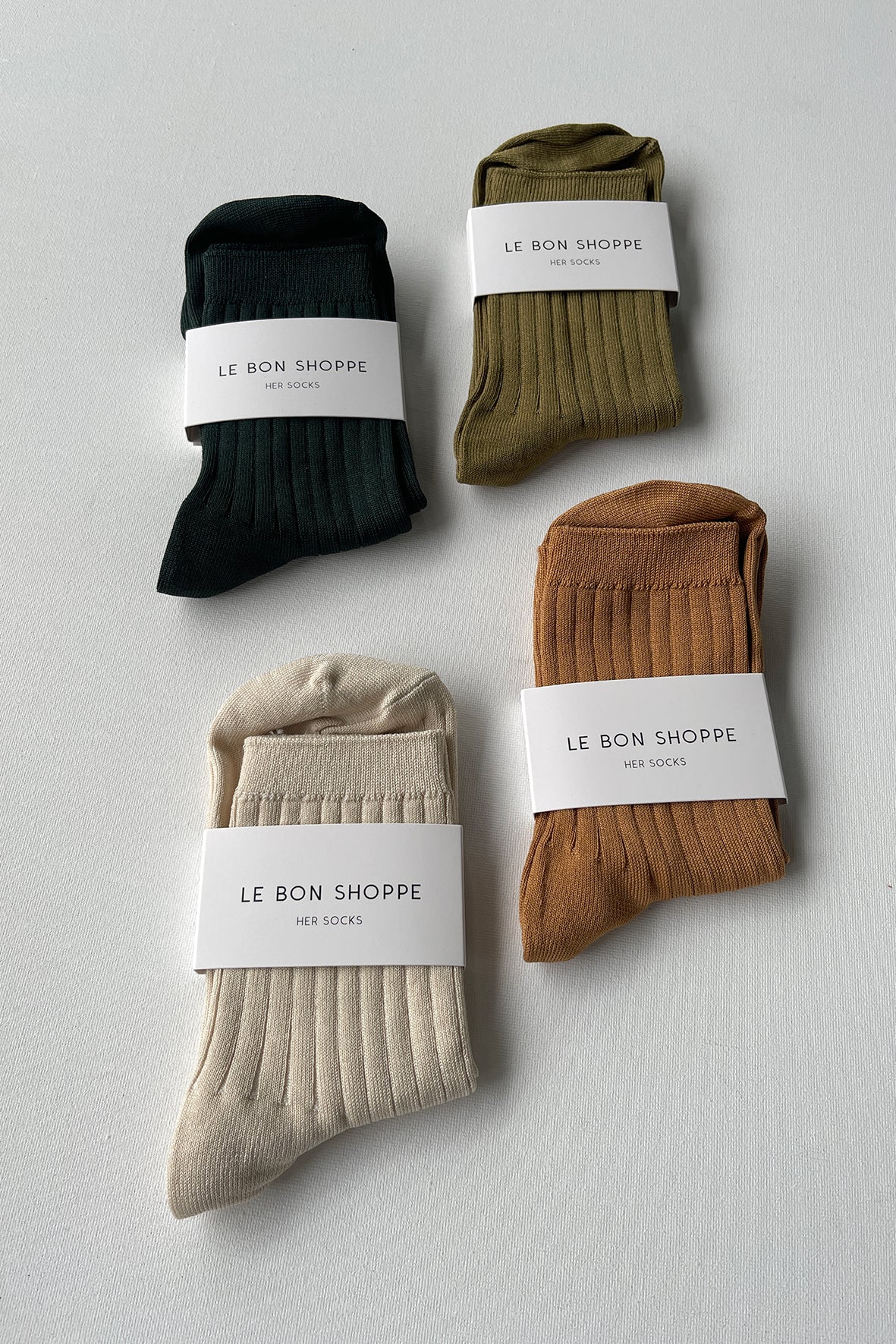 Le Bon Shoppe Her Cotton Rib Socks - Pesto