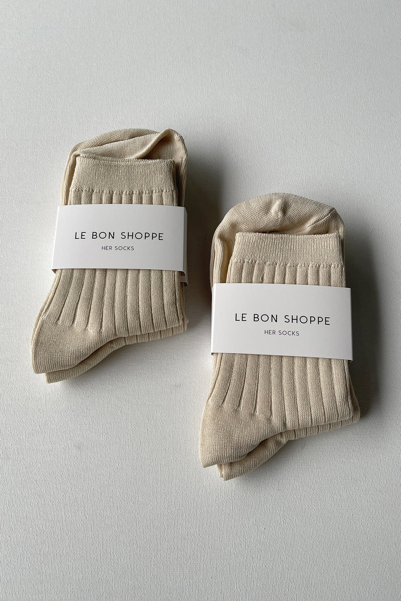 Le Bon Shoppe Her Cotton Rib Socks - Porcelain