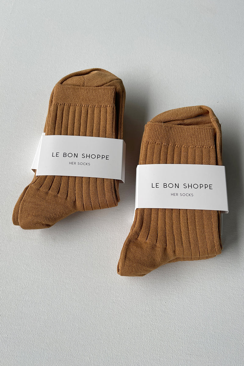 Le Bon Shoppe Her Cotton Rib Socks - Peanut butter