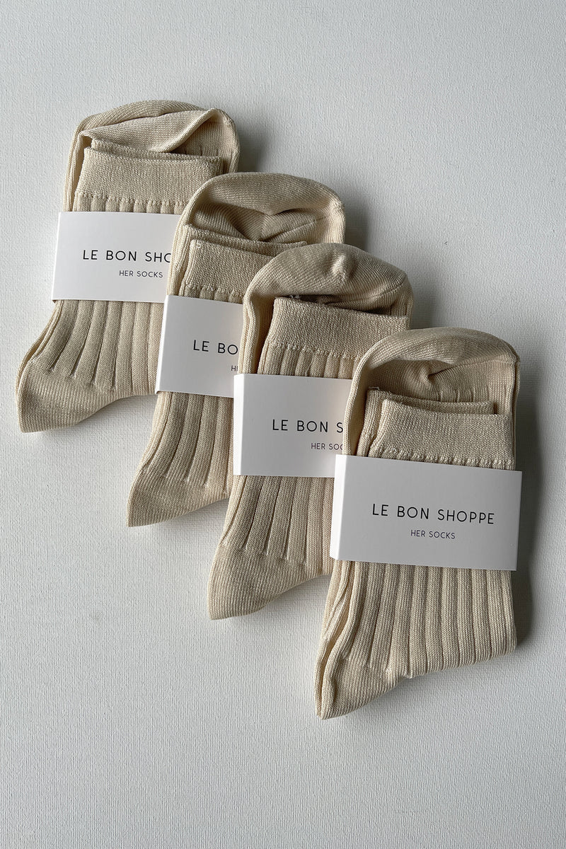 Le Bon Shoppe Her Cotton Rib Socks - Porcelain