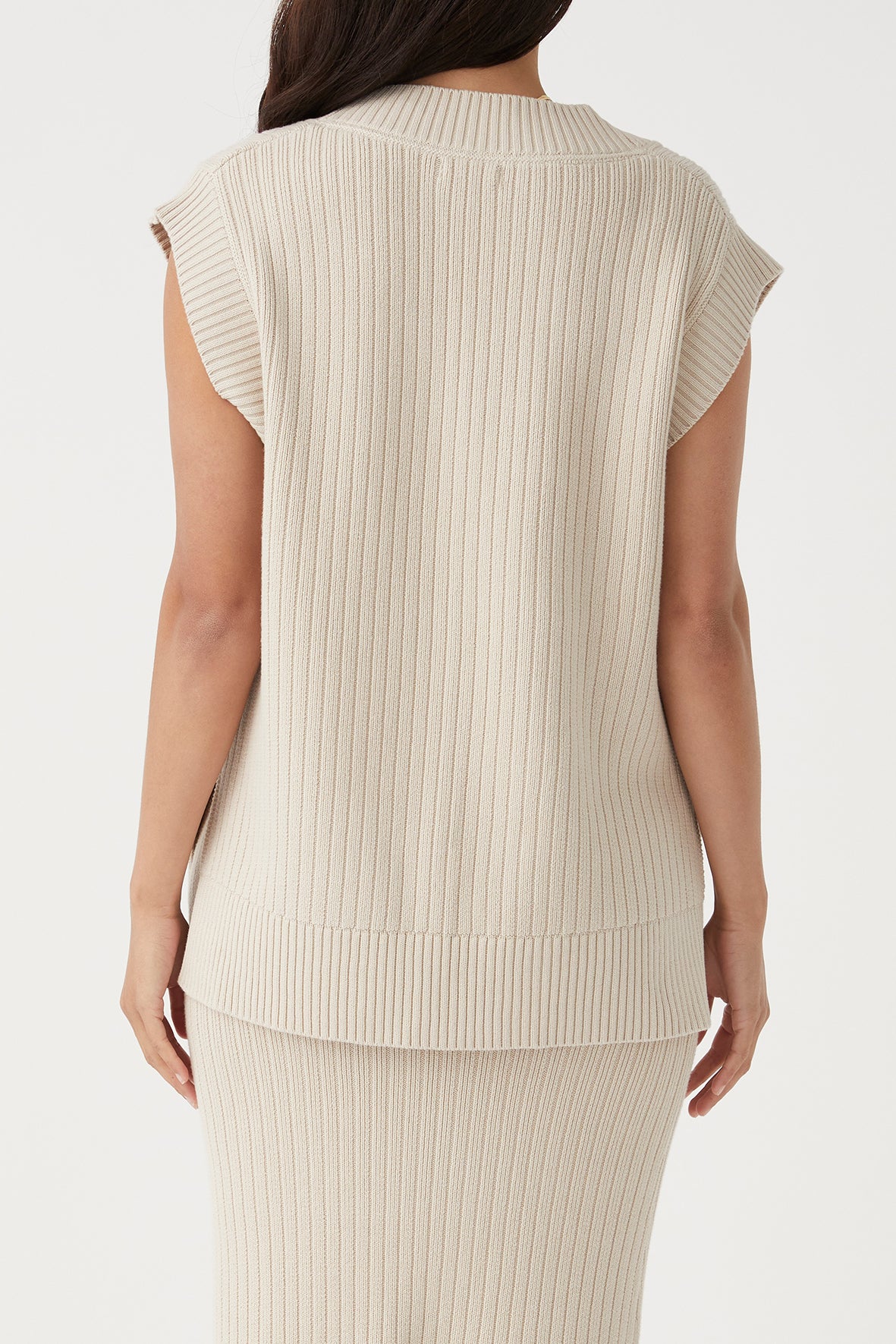 Vera Organic Knit Vest - Sand