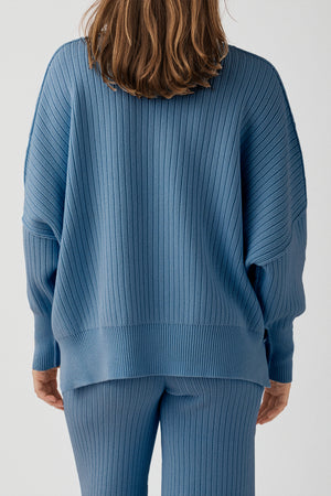 Vera Organic Knit Sweater - Steel Blue