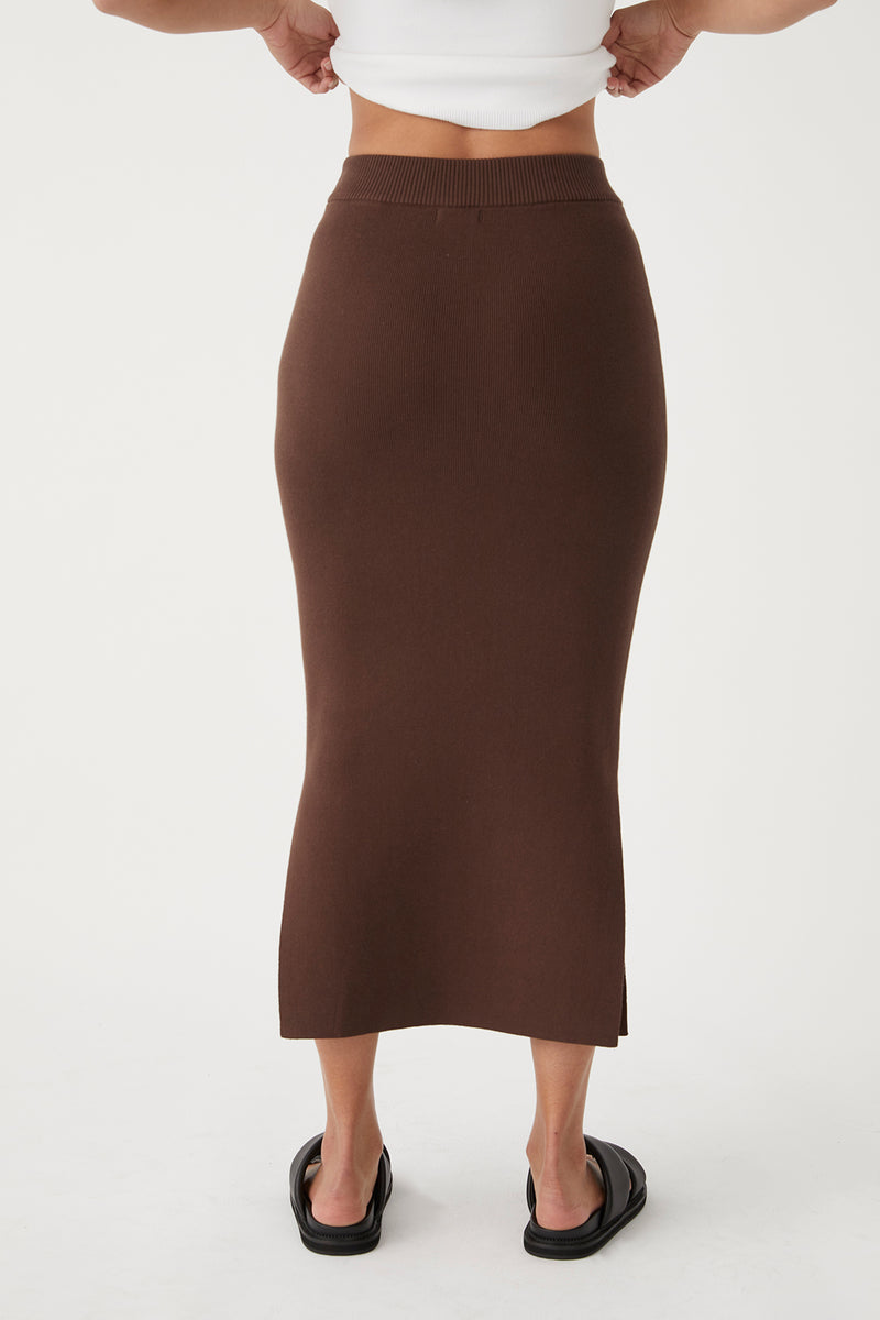 Harper Organic Knit Skirt - Chocolate
