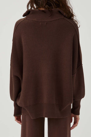 London Zip Sweater - Chocolate