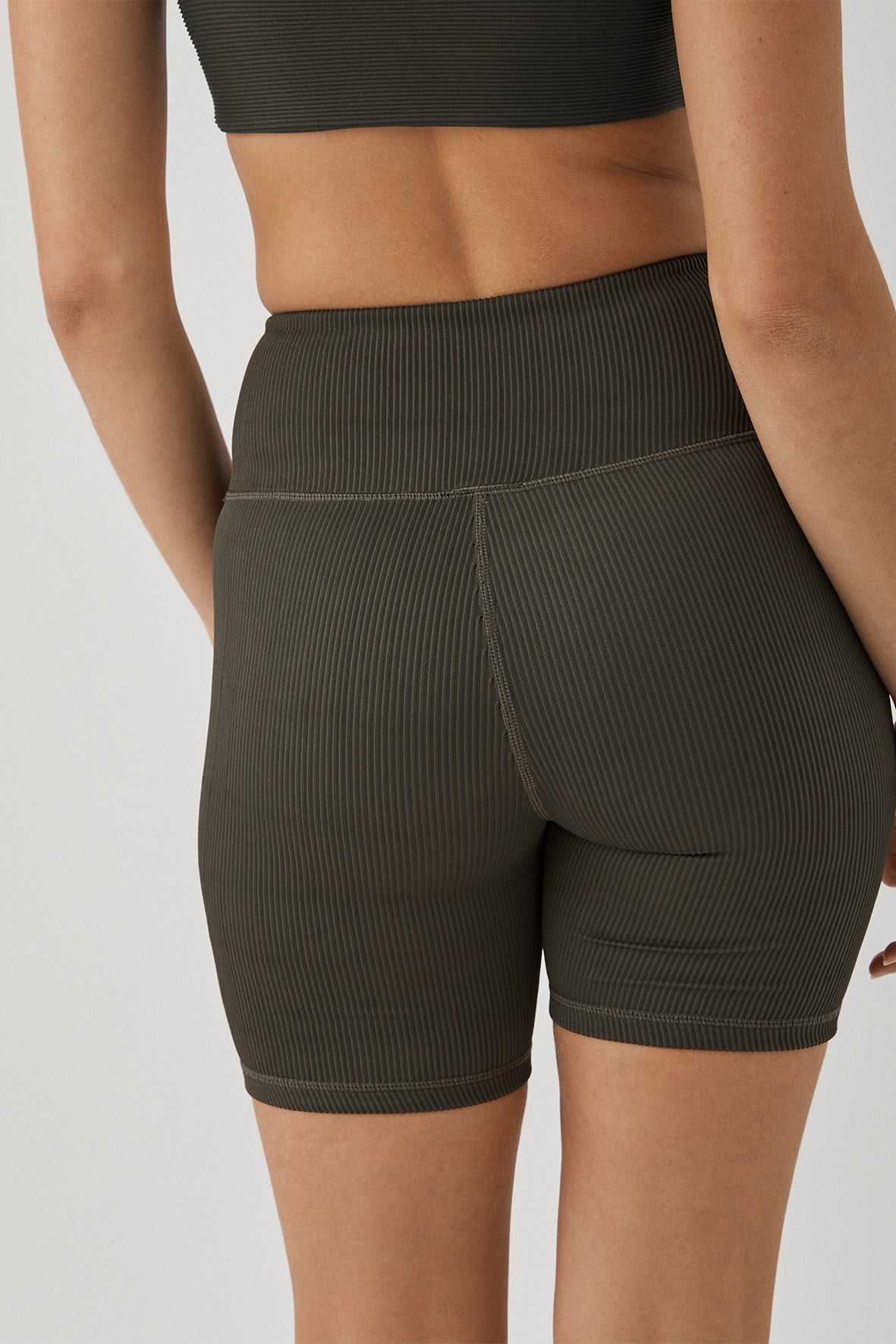 Eden Ribbed Bike Shorts - Dark Olive