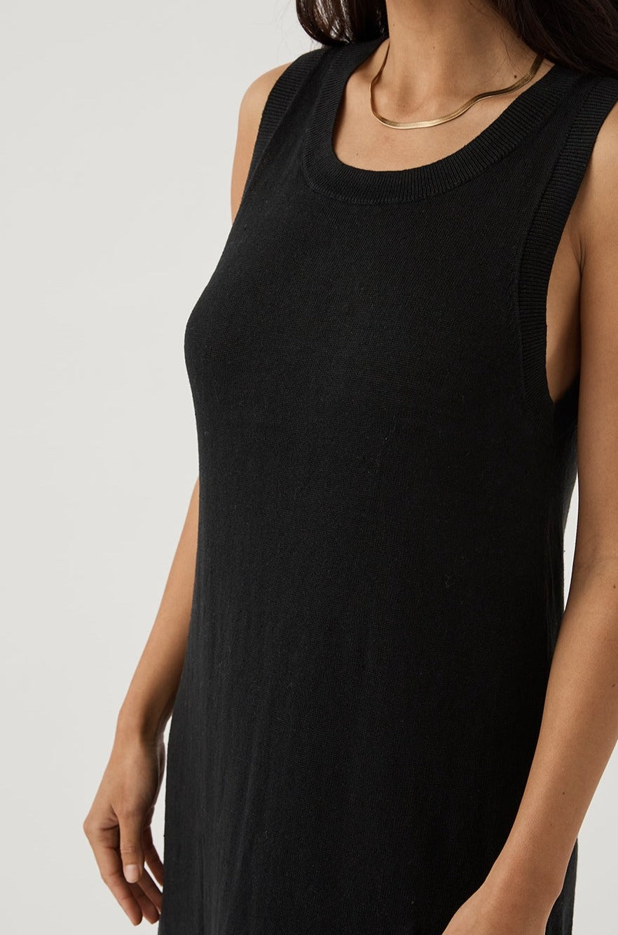 Brie Linen Knit Midi Dress - Black