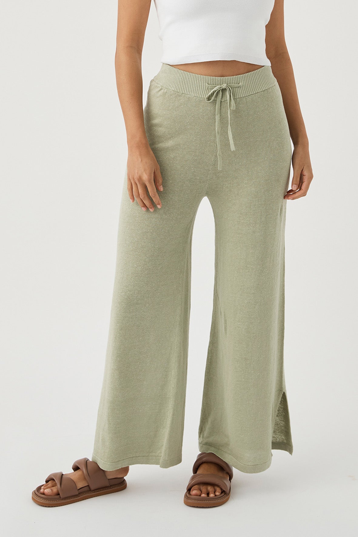 Brie Linen Knit Pant - Aloe