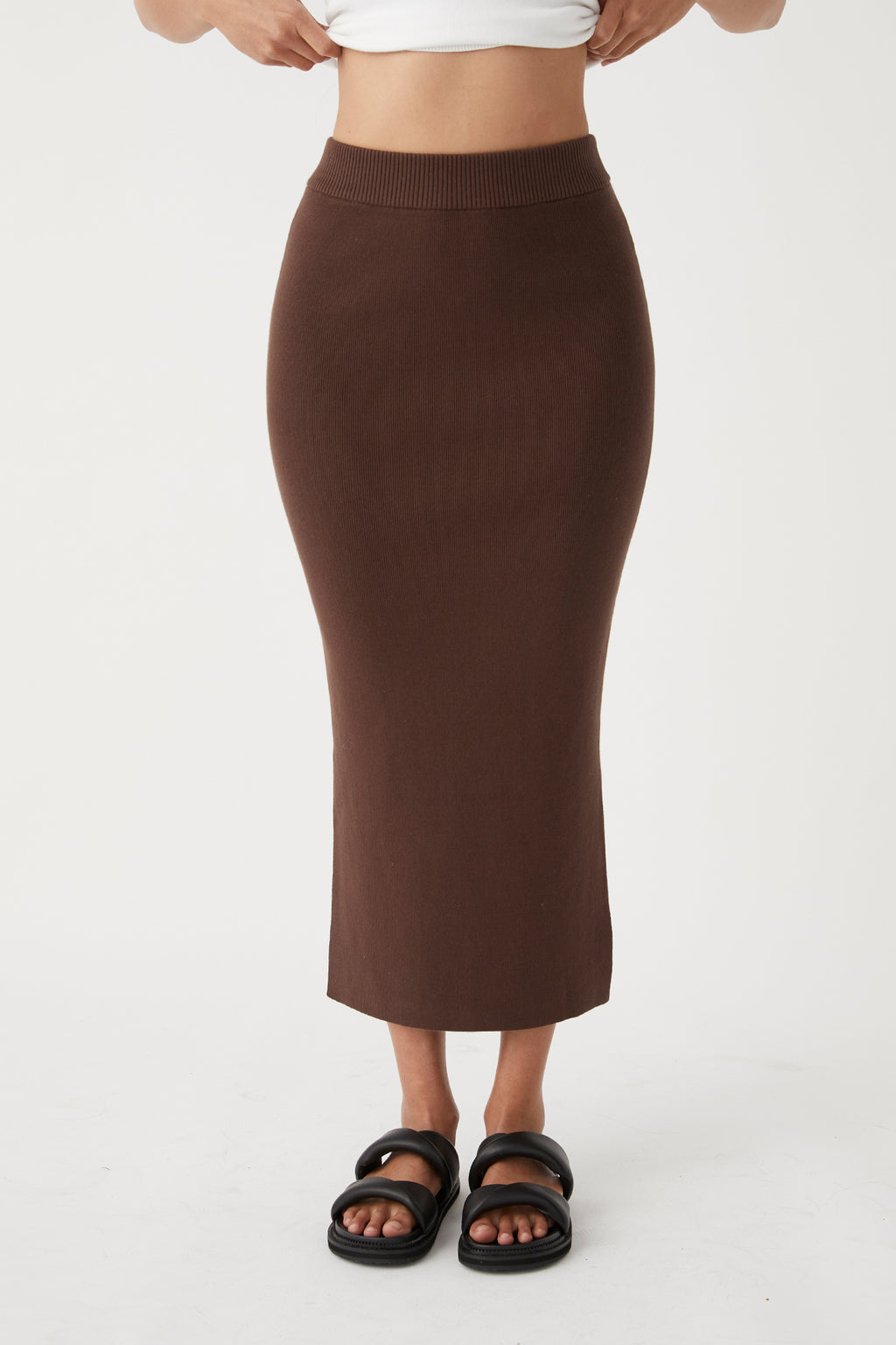 Harper Organic Knit Skirt - Chocolate