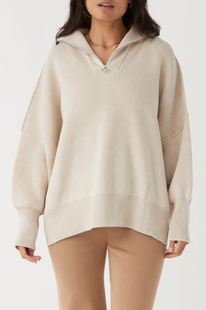 London Zip Sweater - Sand