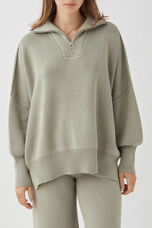 London Zip Sweater - Sage – Arcaa.