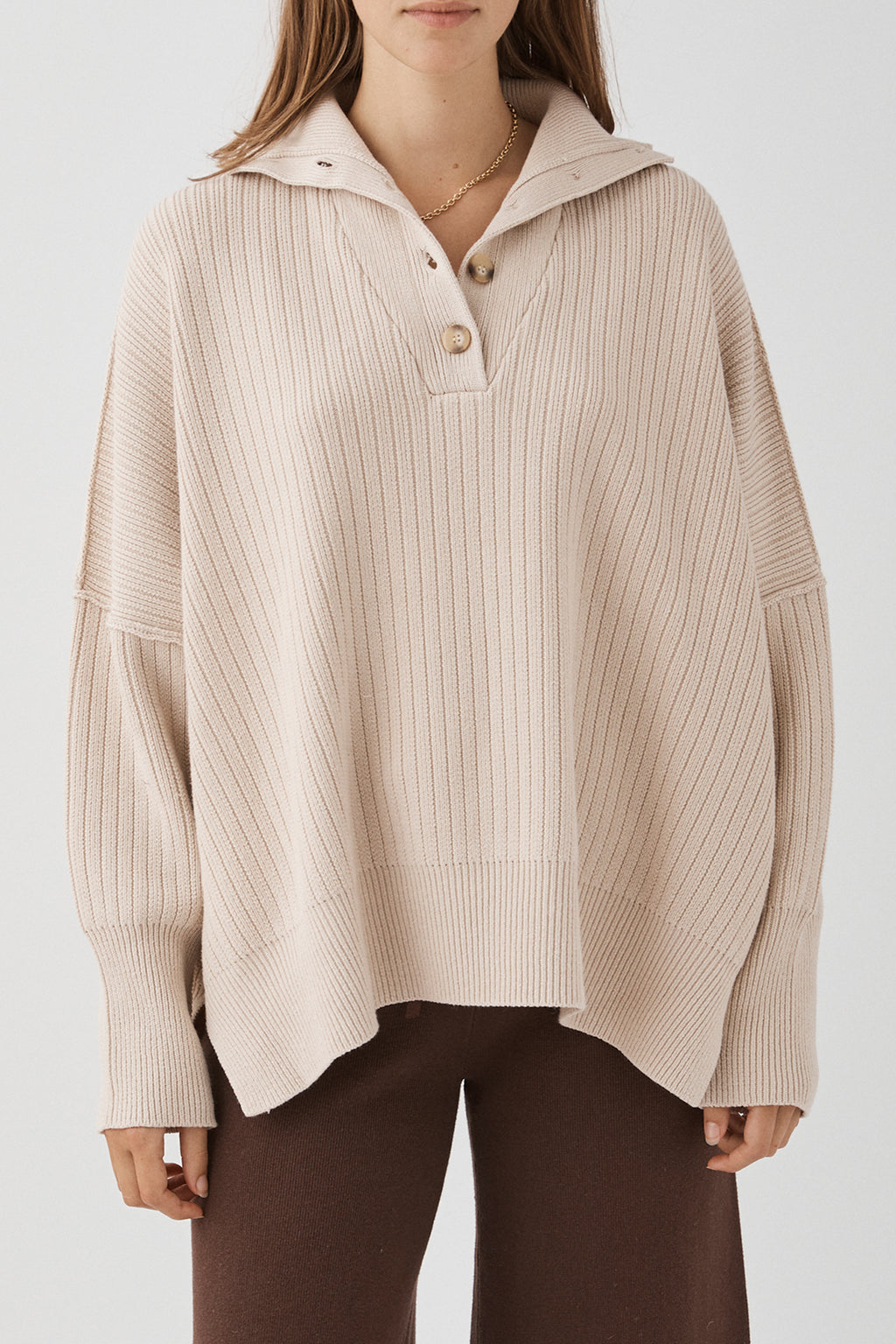 Margo Button Up Sweater - Sand