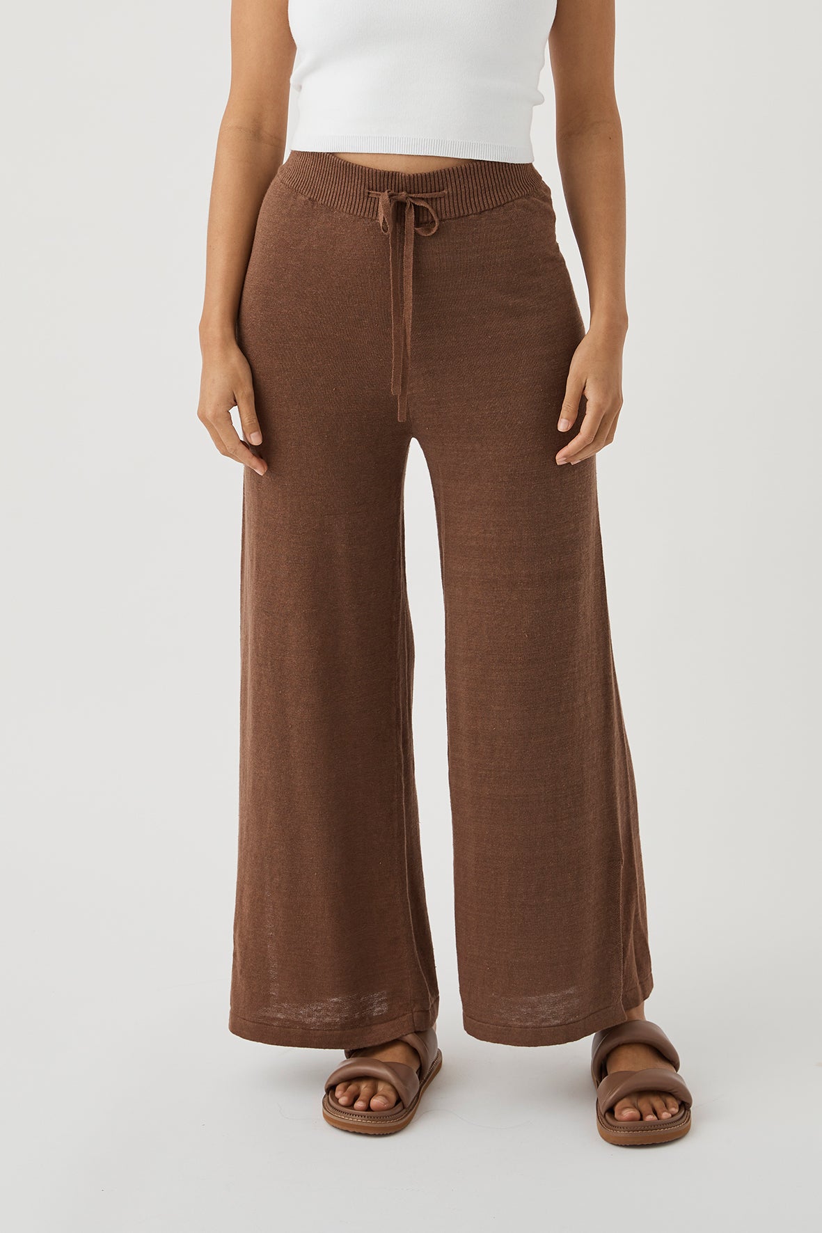 Brie Linen Knit Pant - Chocolate