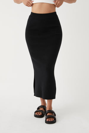 Harper Organic Knit Skirt - Black