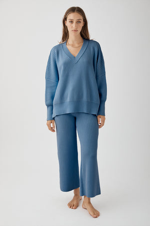Vera Organic Knit Sweater - Steel Blue