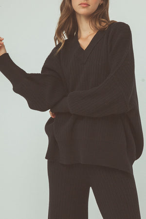 Vera Organic Knit Sweater - Black