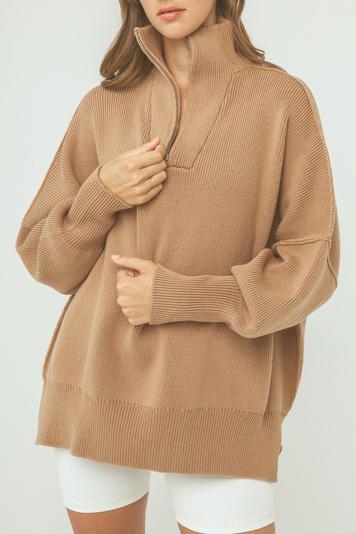 London Zip Sweater - Honey Manuka