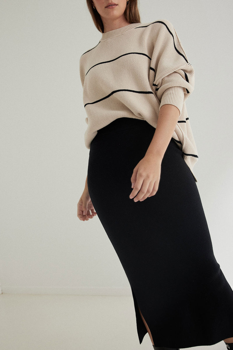 Harper Organic Knit Skirt - Black