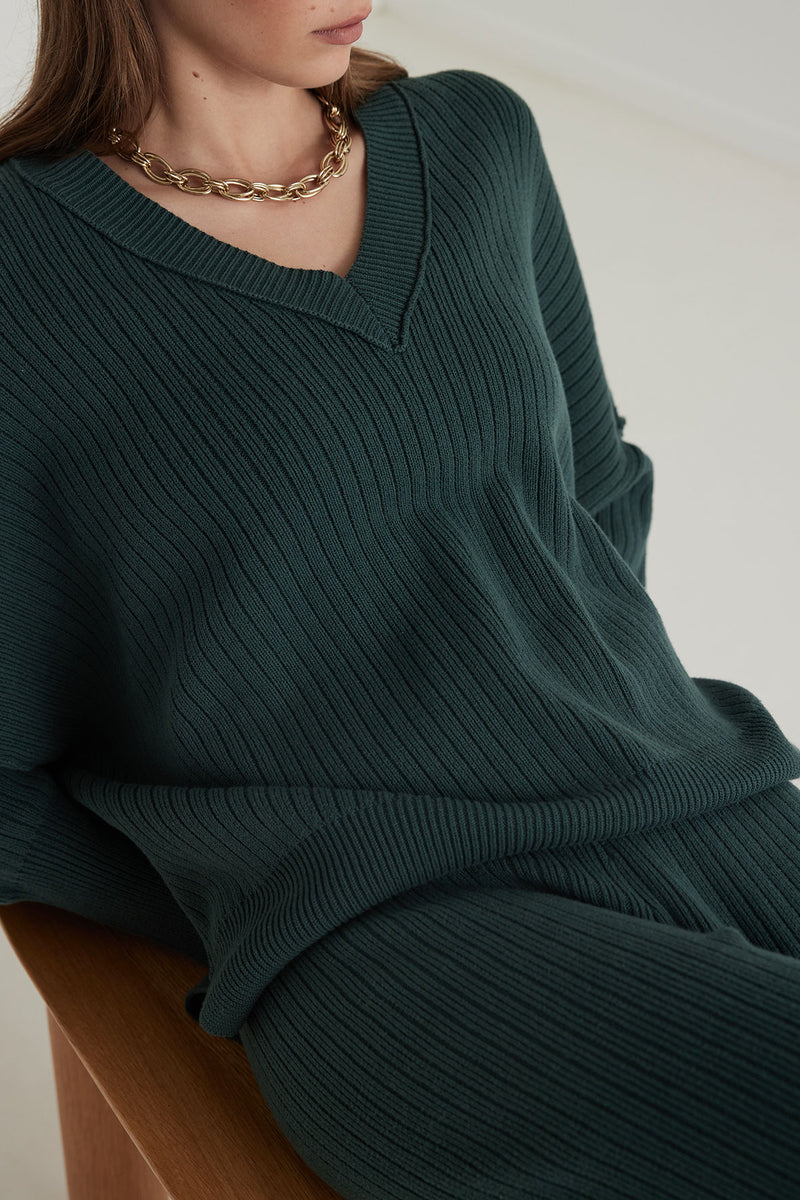 Vera Organic Knit Sweater - Forest