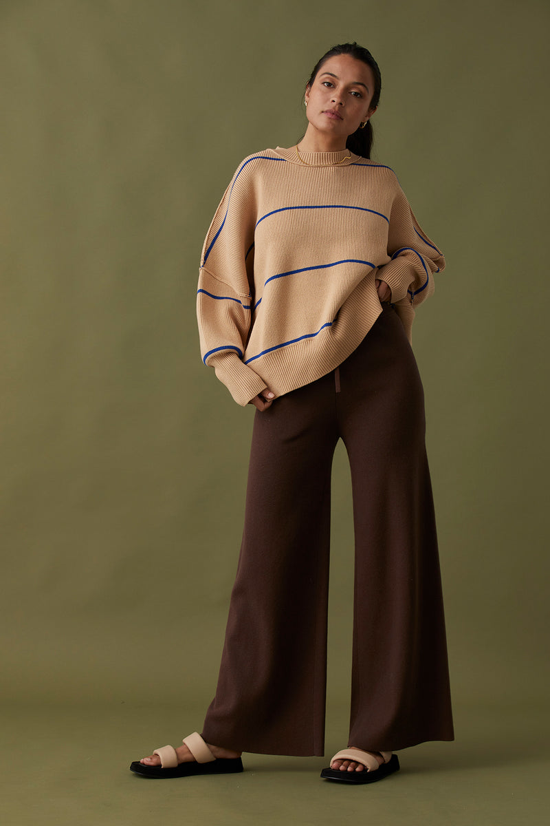 Harper Stripe Organic Knit Sweater - Honey & Sapphire