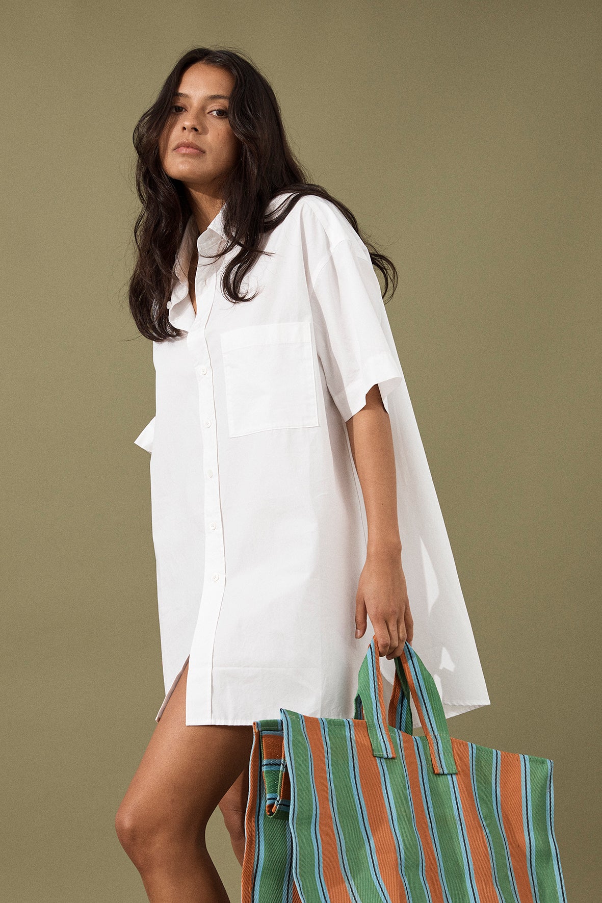 Drew Shirt Dress - Cloud