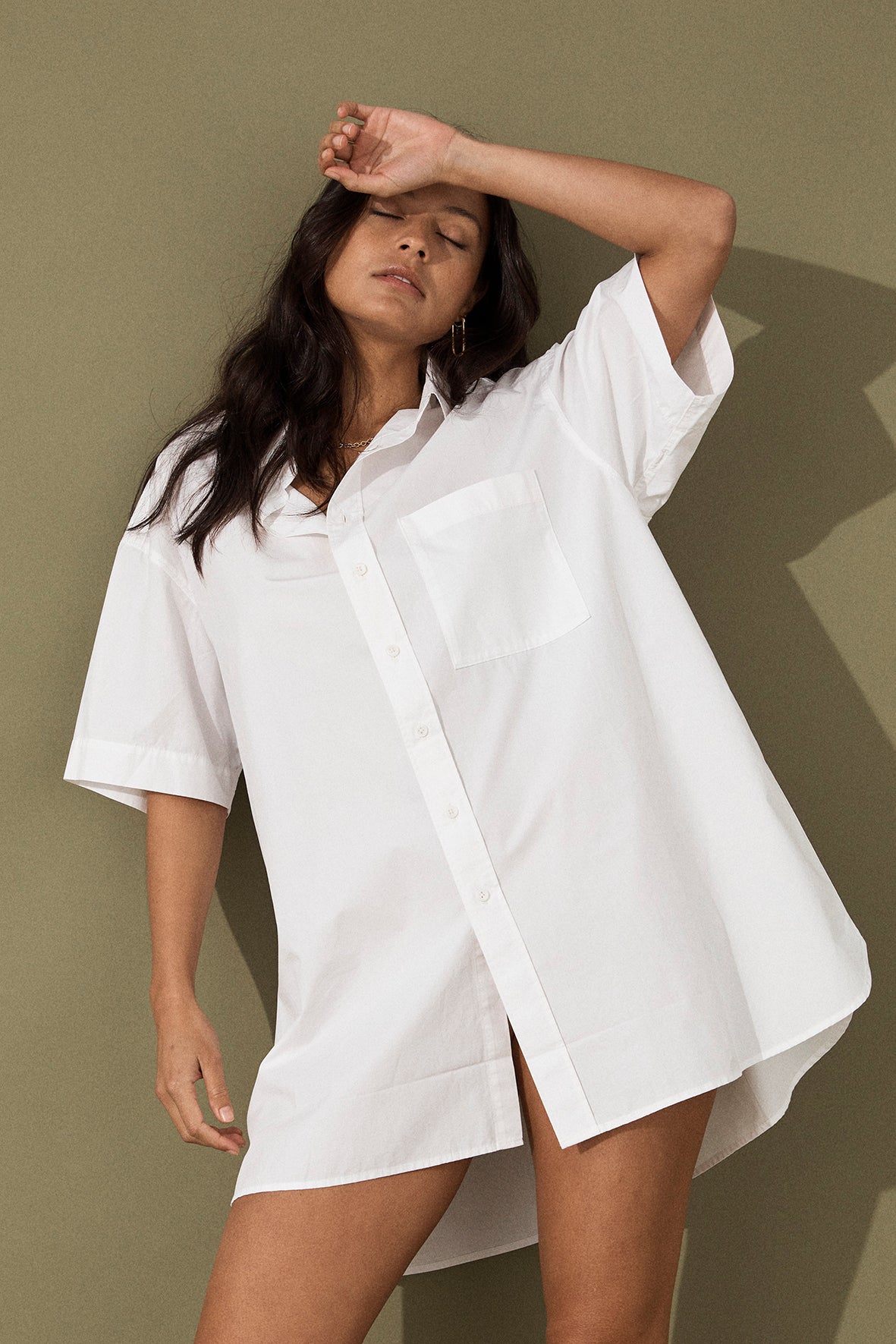 Drew Shirt Dress - Cloud