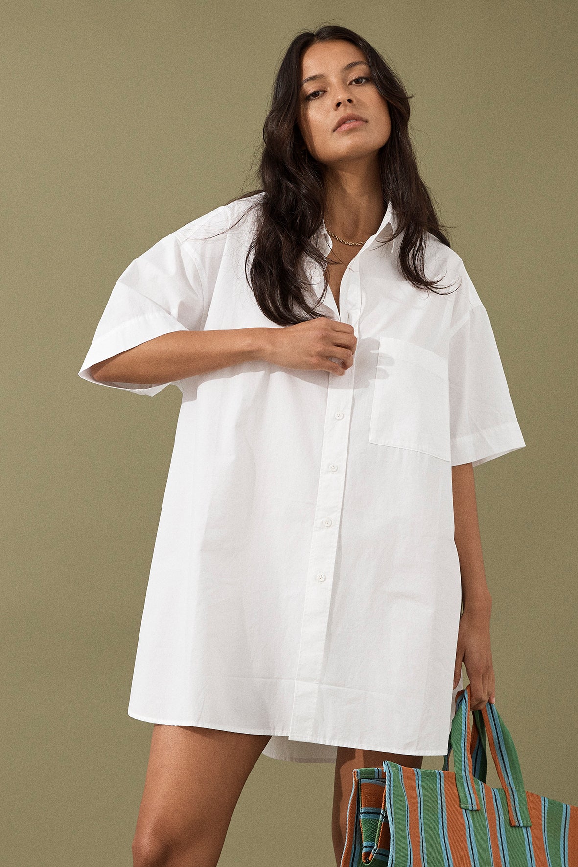 Drew Shirt Dress - Cloud