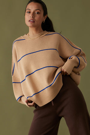 Harper Stripe Organic Knit Sweater - Honey & Sapphire