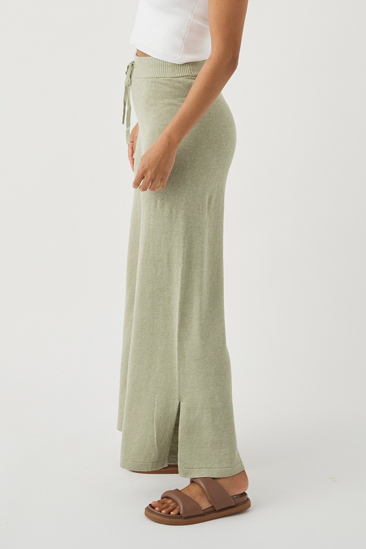 Brie Linen Knit Pant - Aloe