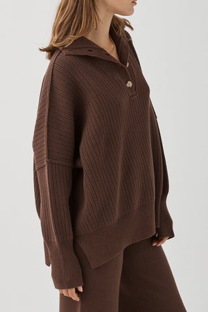 Margo Button Up Sweater - Chocolate