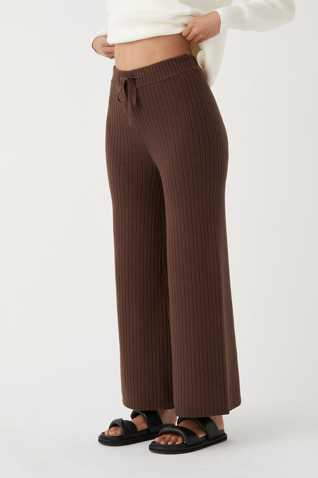 Vera Organic Knit Pants - Chocolate