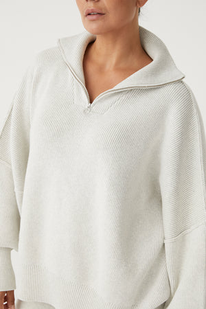 London Zip Sweater - Grey Marle